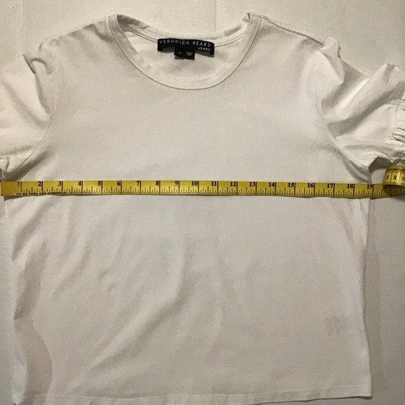 Veronica Beard Jeans Women’s White Blouse Flared Ruffle Short Sleeve - Picture 5 of 8